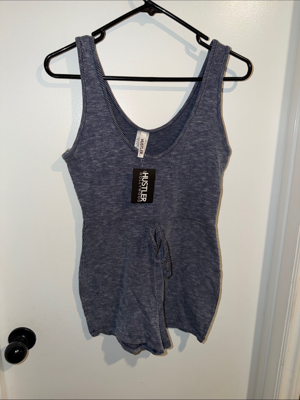 Hustler Hollywood Ribbed Tank Romper in Charcoal